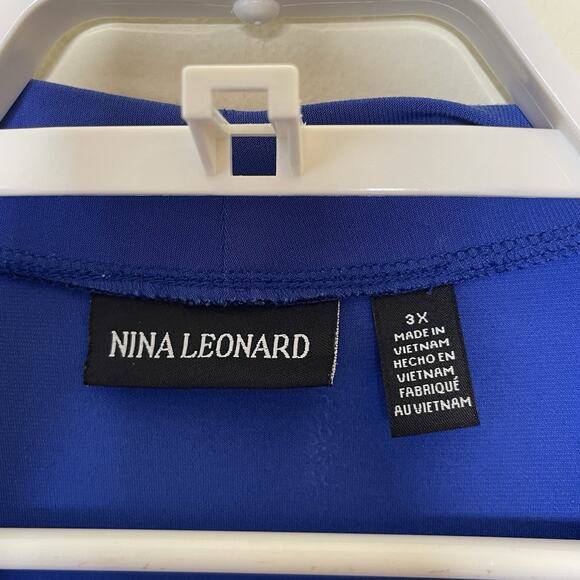 NINA LEONARD Blue Jersey Knit Stretch Duster Cardigan Kimono Lace Up Back Sz 3X - Picture 8 of 11
